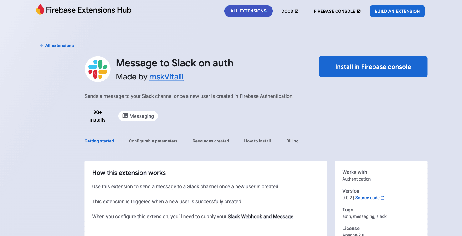 New-User Slack Notifier — Firebase Extension