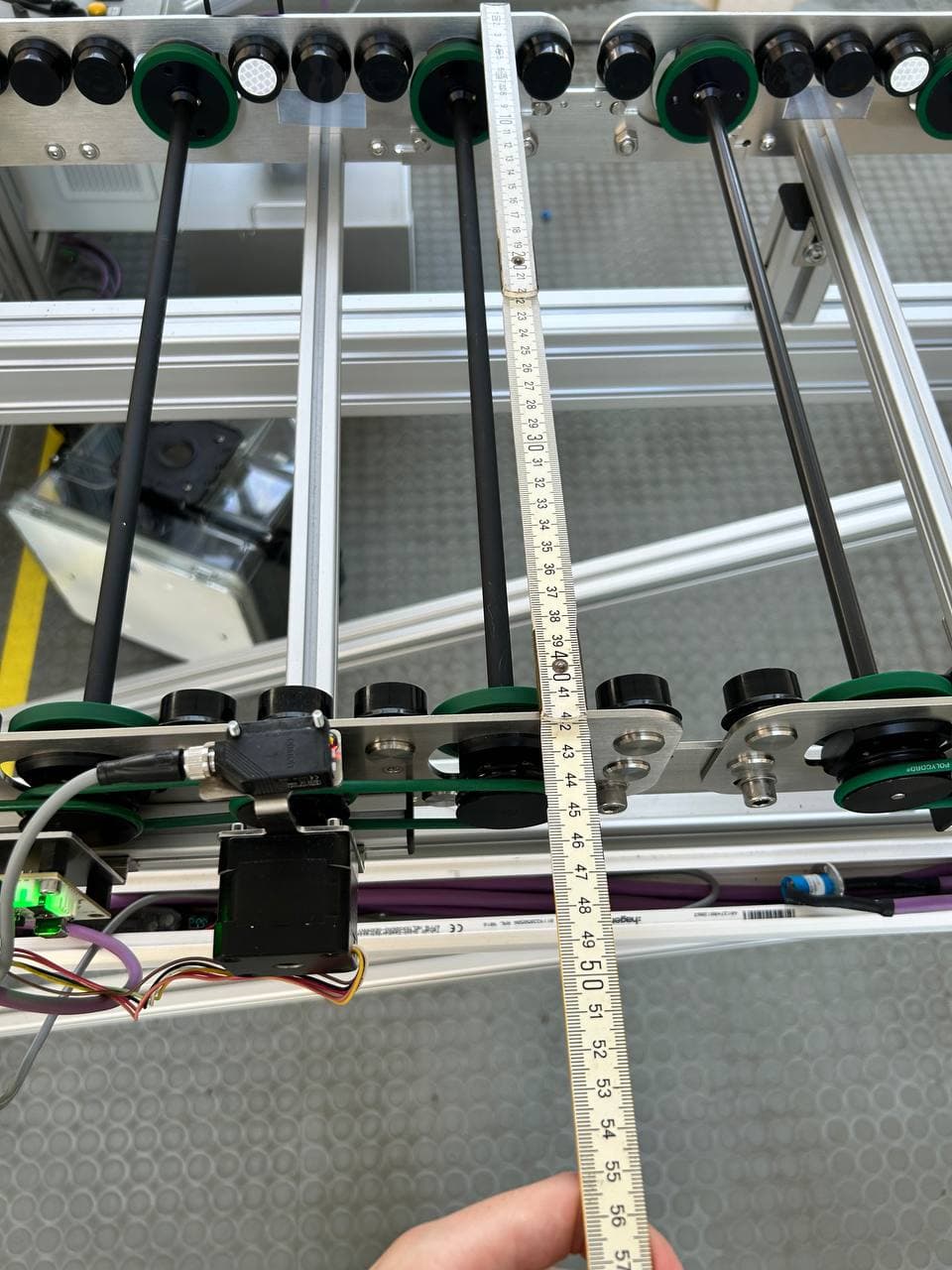 Conveyor-line rig built for the hackathon demo