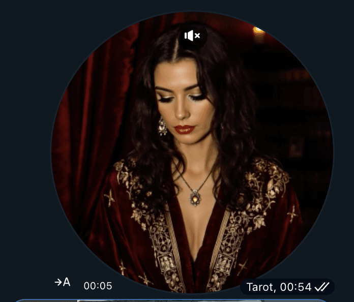 AI-generated video message from the tarot character